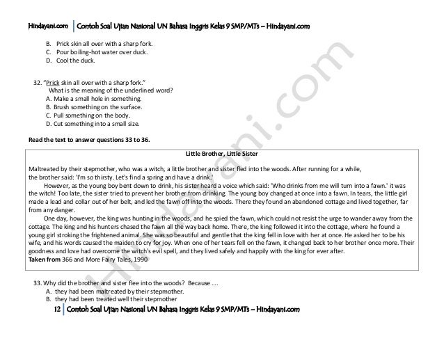 Contoh Soal Ujian Nasional Un Bahasa Inggris Kelas 9 Smp M Ts