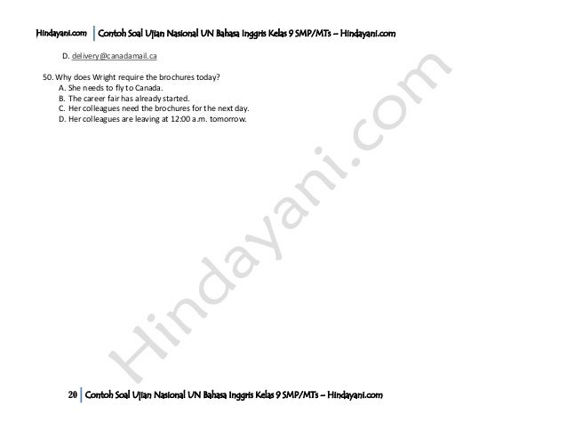 Contoh Soal Ujian Nasional Un Bahasa Inggris Kelas 9 Smp M Ts