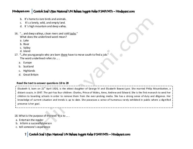 Contoh Soal Ujian Nasional Un Bahasa Inggris Kelas 9 Smp M Ts