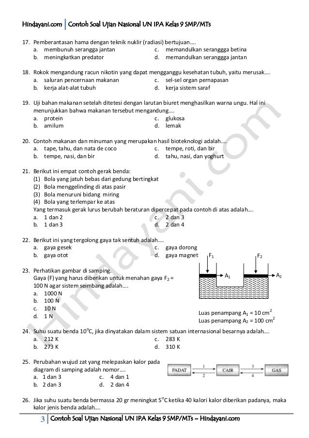 Contoh soal ipa un 2016