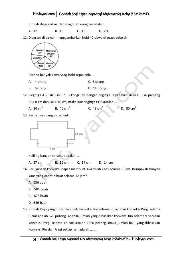 Contoh Soal Aritmatika Smp Kelas 9 | contoh soal un sd pdf