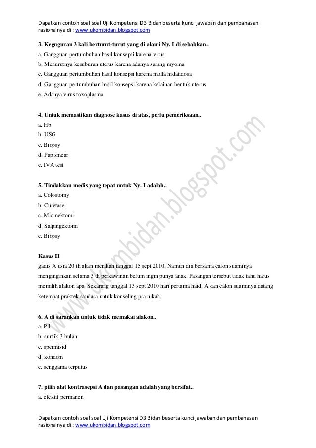 Contoh soal ukom d3 bidan