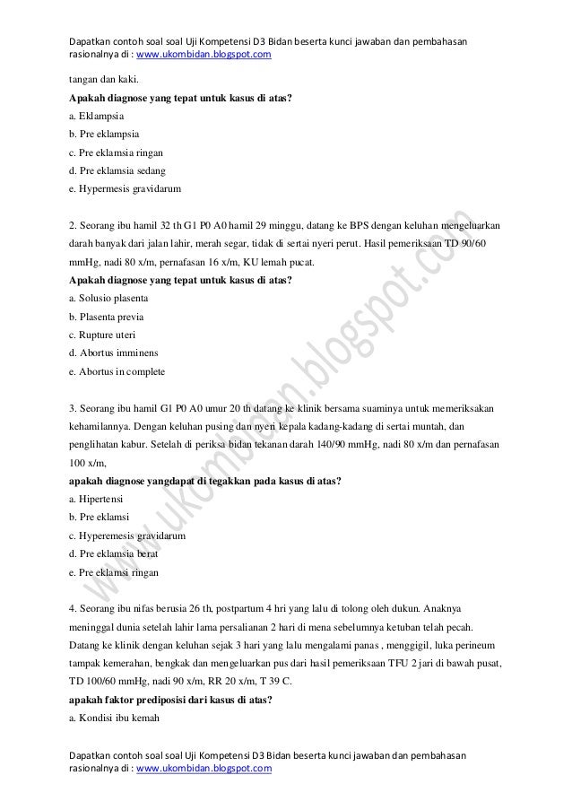 Contoh Soal Ukom D3 Bidan