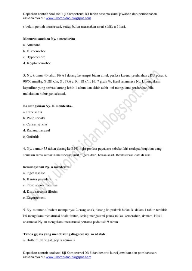 Contoh soal ukom d3 bidan