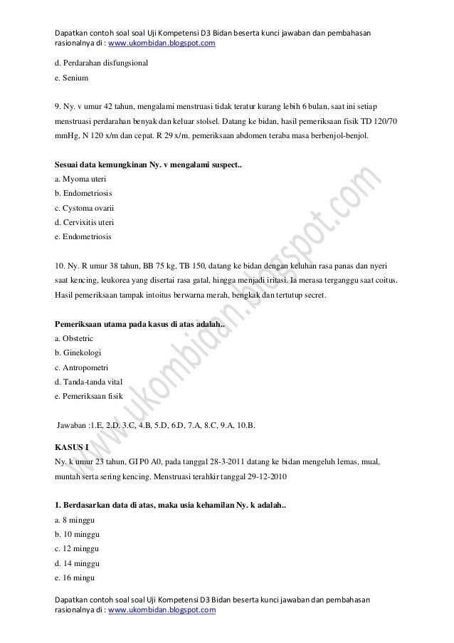 Contoh soal ukom d3 bidan