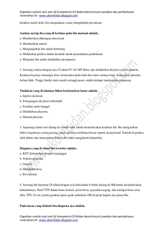 Contoh Soal Ukom D3 Bidan