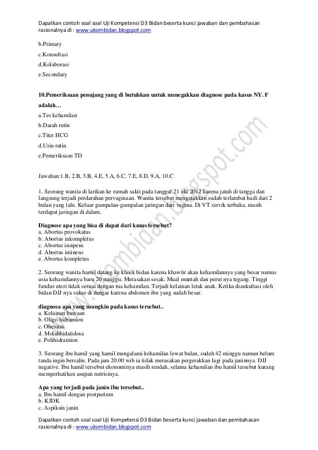 Contoh Soal Ukom D3 Bidan