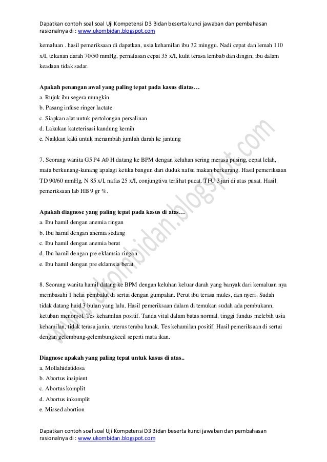 Contoh Soal Ukom D3 Bidan