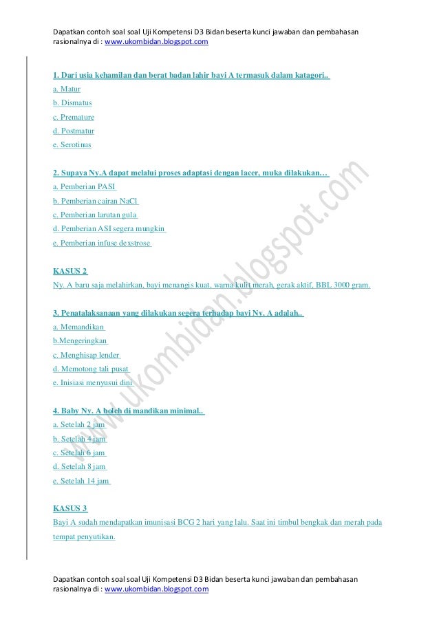 Contoh soal ukom d3 bidan