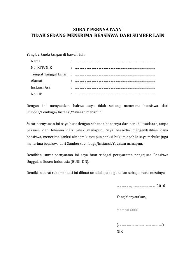 Contoh Surat Beasiswa