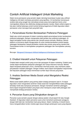 Contoh Artificial Intelegent Untuk Marketing | PDF