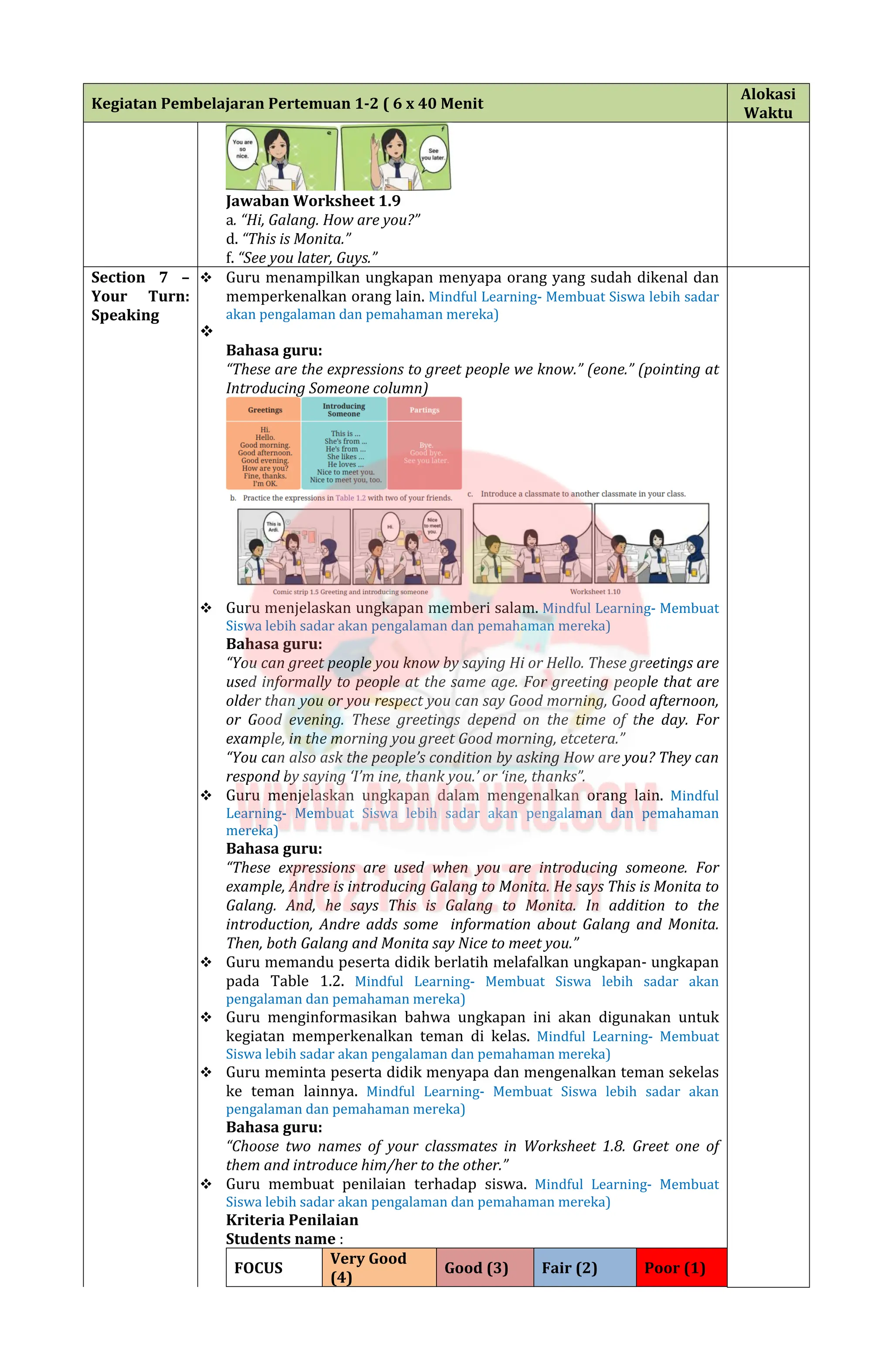 Modul Ajar B Inggris Kelas 7 Deep Learning | PDF