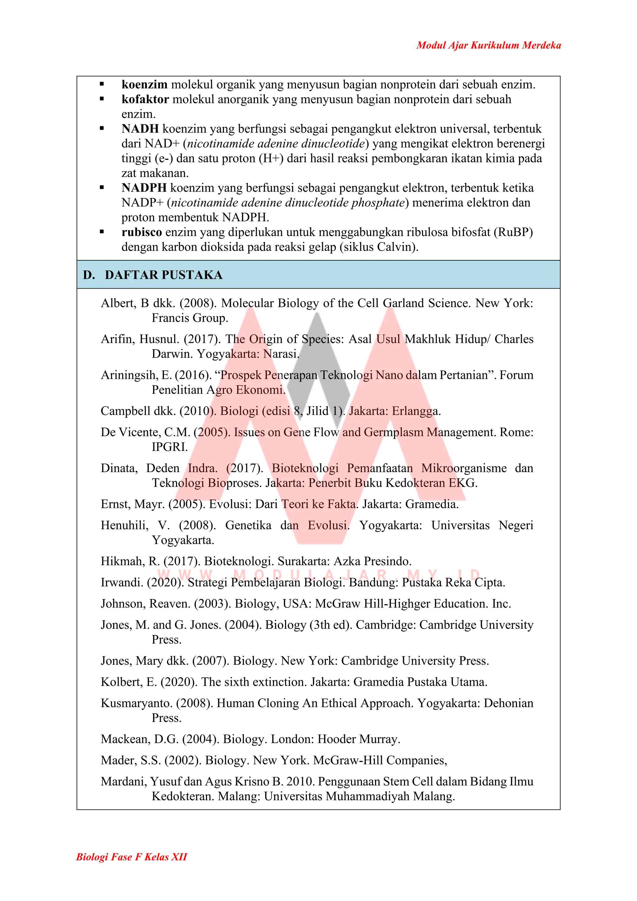 Modul Ajar Biologi Kelas 12 Kurikulum Merdeka | PDF