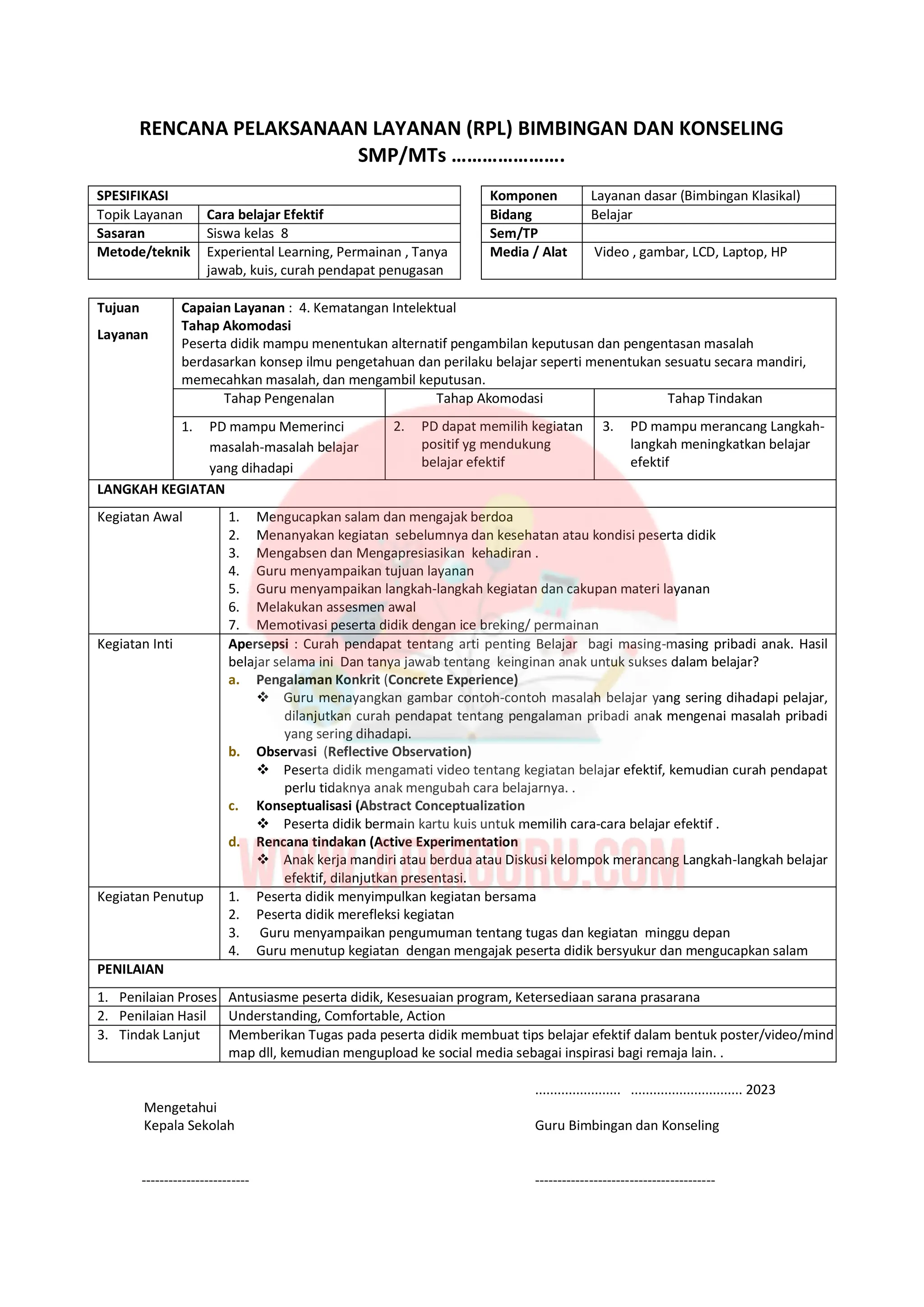 Modul Ajar BK Kelas 8 Kurikulum Merdeka | PDF