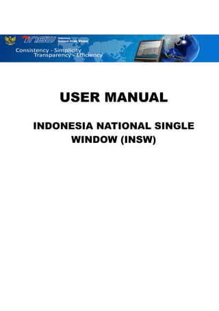 USER MANUAL
INDONESIA NATIONAL SINGLE
WINDOW (INSW)
 