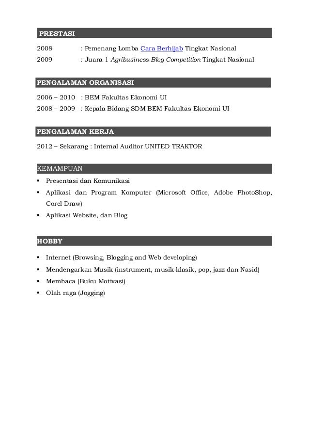 Curriculum Vitae Bahasa Inggris Doc Curriculum Vitae Bahasa Inggris Doc