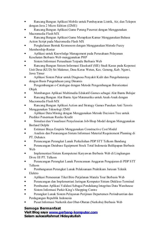Contoh daftar judul skripsi teknik informatika