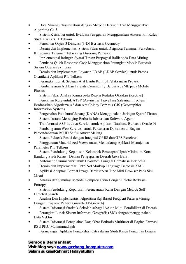 Contoh daftar judul skripsi teknik informatika