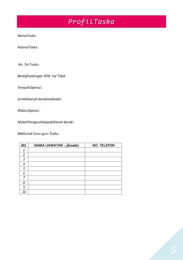 Contoh Dokumen ke Taska