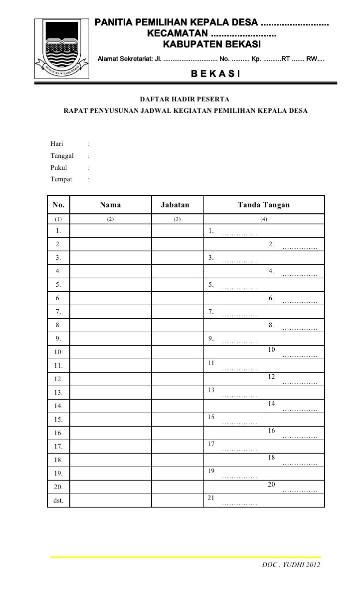 Contoh Dokumen KELENGKAPAN Pilkades