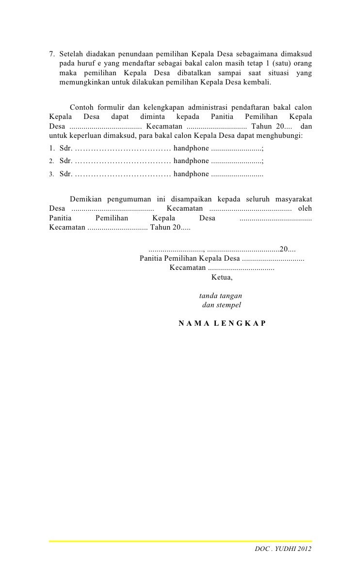 Contoh Dokumen KELENGKAPAN Pilkades