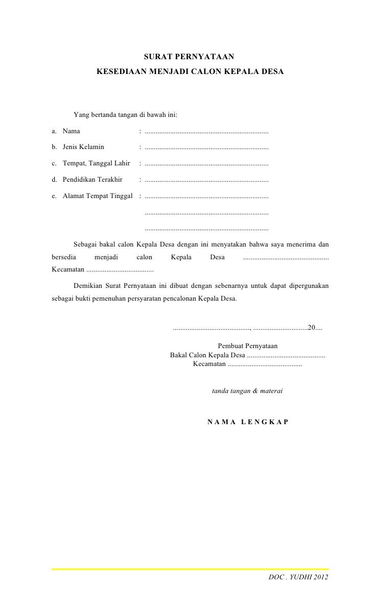 Contoh Dokumen KELENGKAPAN Pilkades