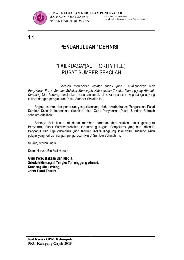 Contoh fail kuasa gpm pkg kampong gajah