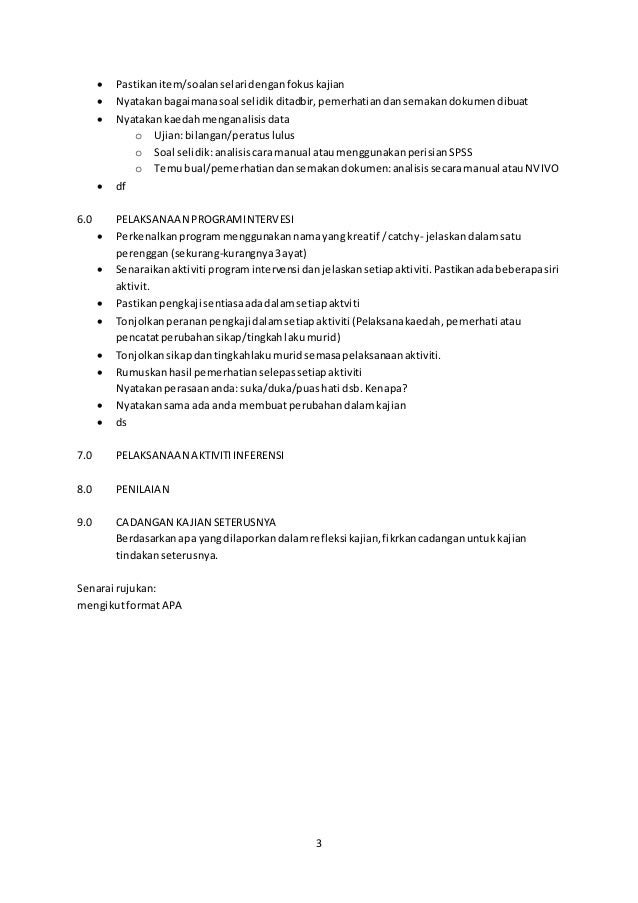 Contoh Format Kajian Tindakan
