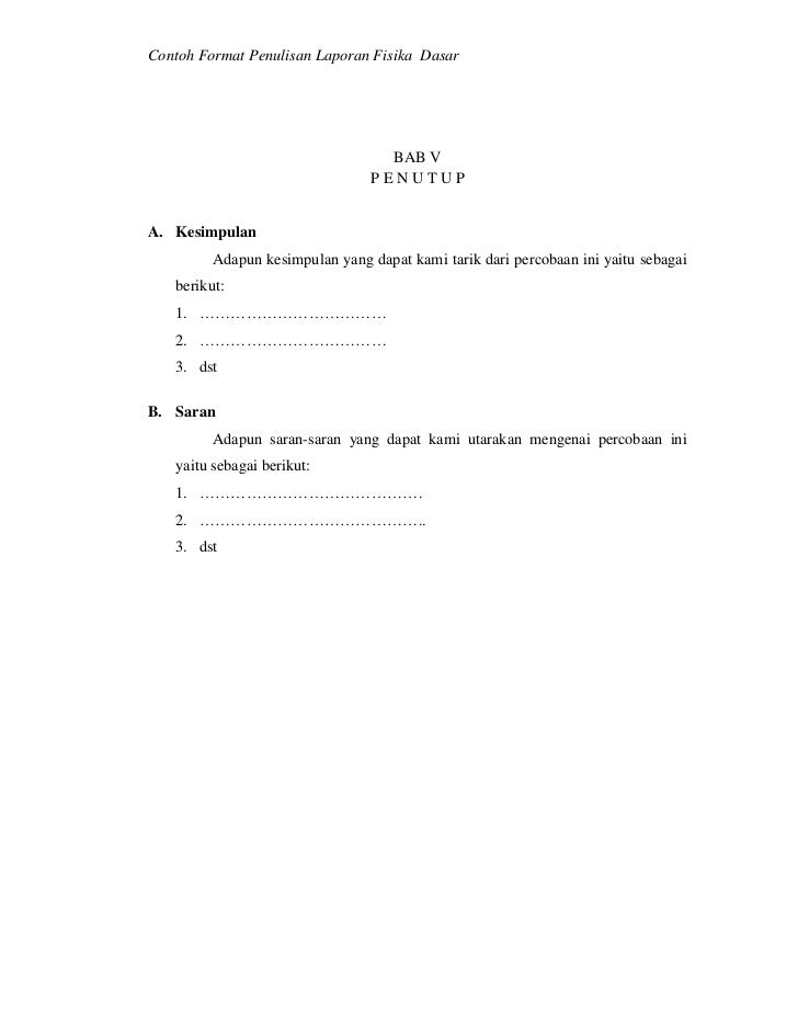 Contoh format laporan
