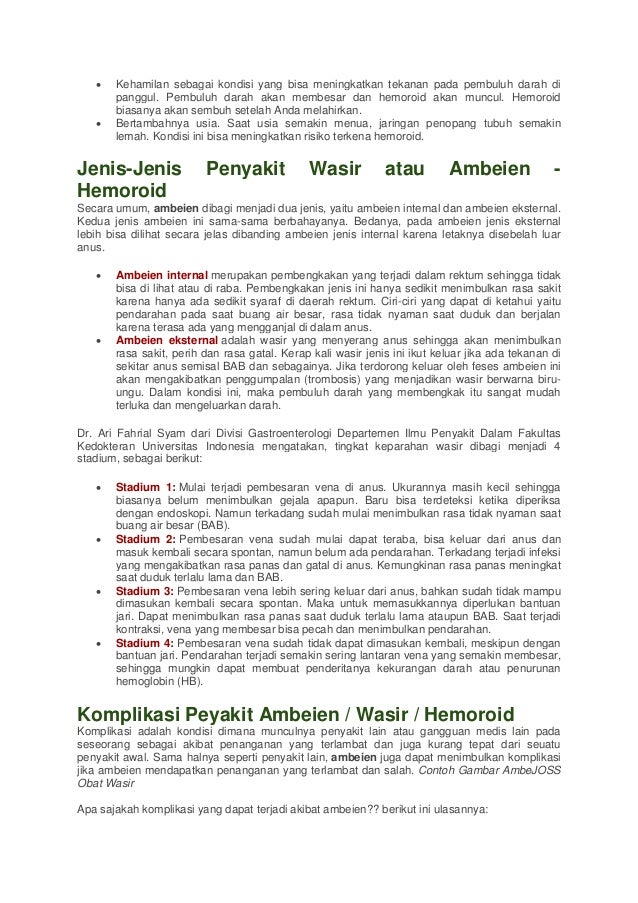 Contoh gambar ambe joss obat wasir