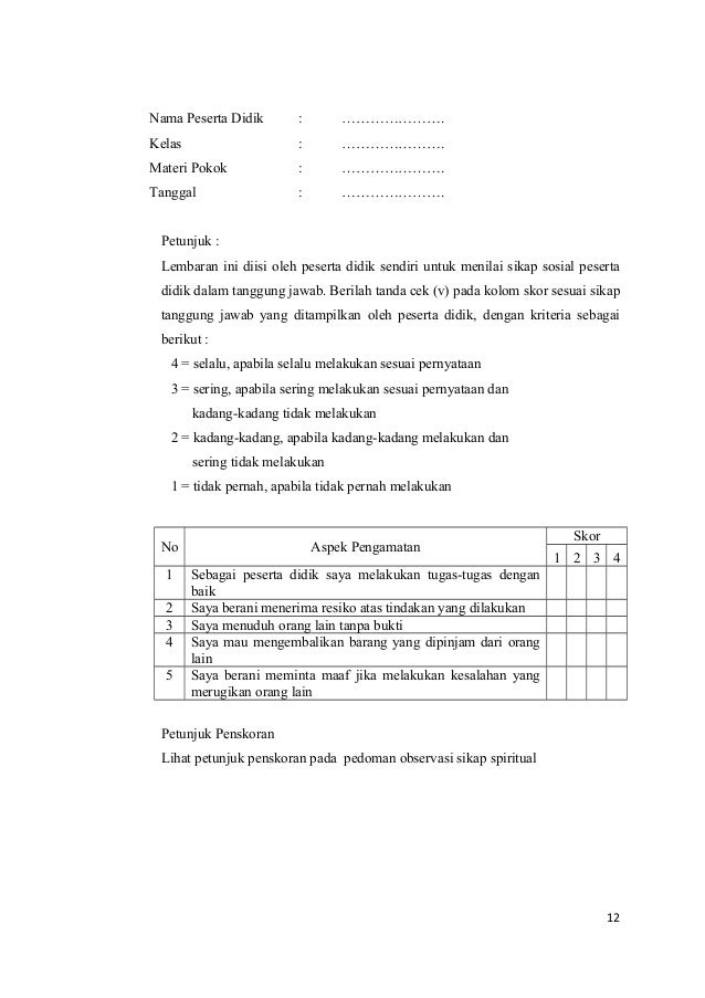 Instrumen Penilaian Keterampilan Pai Kelas 3 Materi
