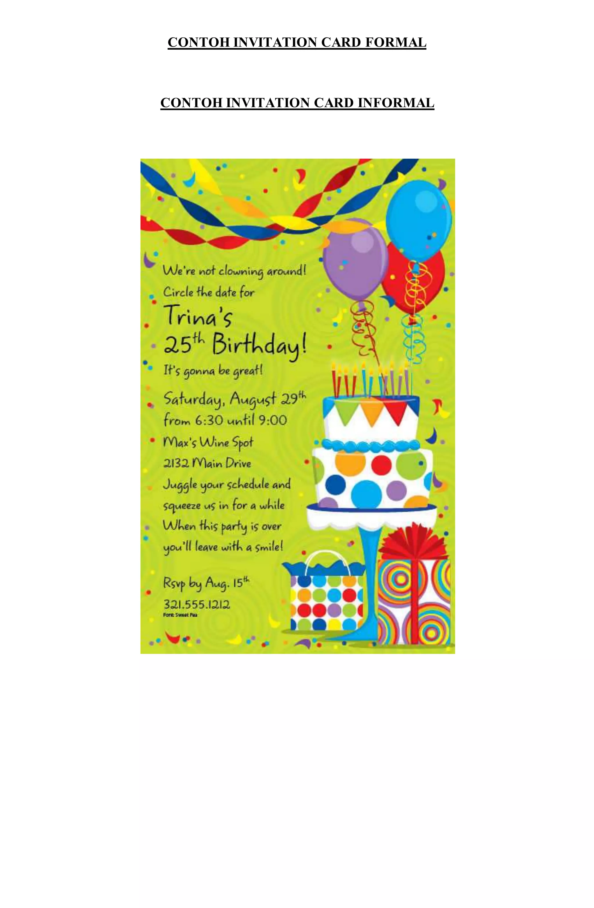 Contoh invitation card informal PDF
