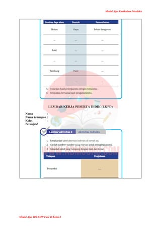 Modul Ajar Kurikulum Merdeka
Modul Ajar IPS SMP Fase D Kelas 8
LEMBAR KERJA PESERTA DIDIK (LKPD)
Nama :
Nama kelompok :
Kelas :
Petunjuk!
 
