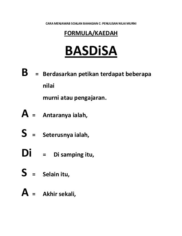 Cara Menjawab Soalan Bahasa Melayu Tingkatan 1 - Contoh 84