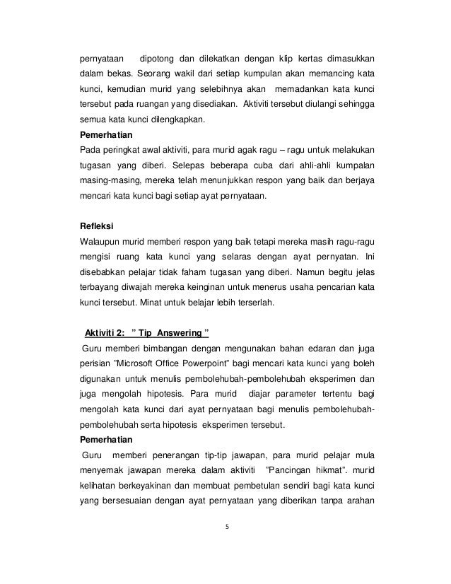 Contoh kajian tindakan sains