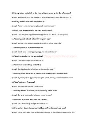 Contoh Kalimat Simple Past Tense Dalam Bentuk Positif Negatif Inte