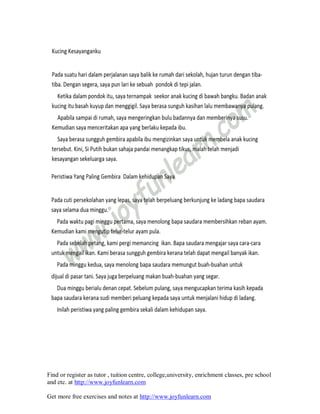 Find or register as tutor , tuition centre, college,university, enrichment classes, pre school
and etc. at http://www.joyfunlearn.com
Get more free exercises and notes at http://www.joyfunlearn.com
 