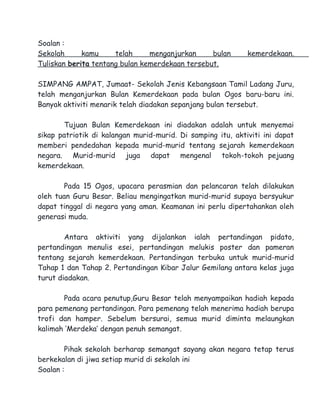 Contoh Karangan Bm