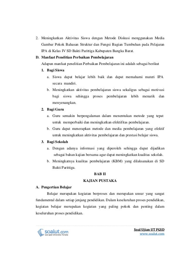 Contoh Karil UT PGSD - Karya Ilmiah IPA Struktur dan Fungsi Bagian Tu…