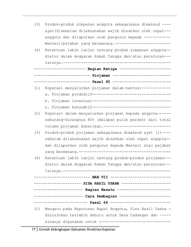 Contoh Kelengkapan Dokumen Untuk Pendirian Koperasi