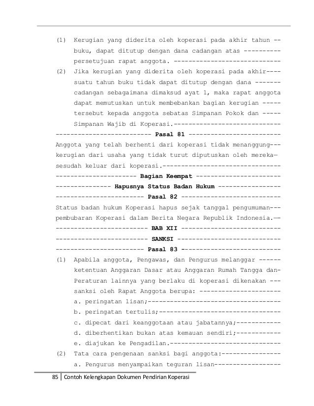 Contoh Kelengkapan Dokumen Untuk Pendirian Koperasi