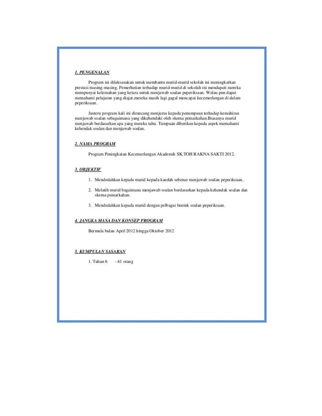 Contoh kertas kerja kelas tambahan berfokus