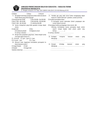 Contoh Format Kuesioner Penelitian Yang Profesional