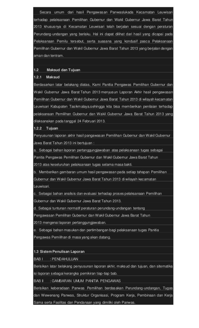 Contoh Laporan Akhir Panwaslucam 2019