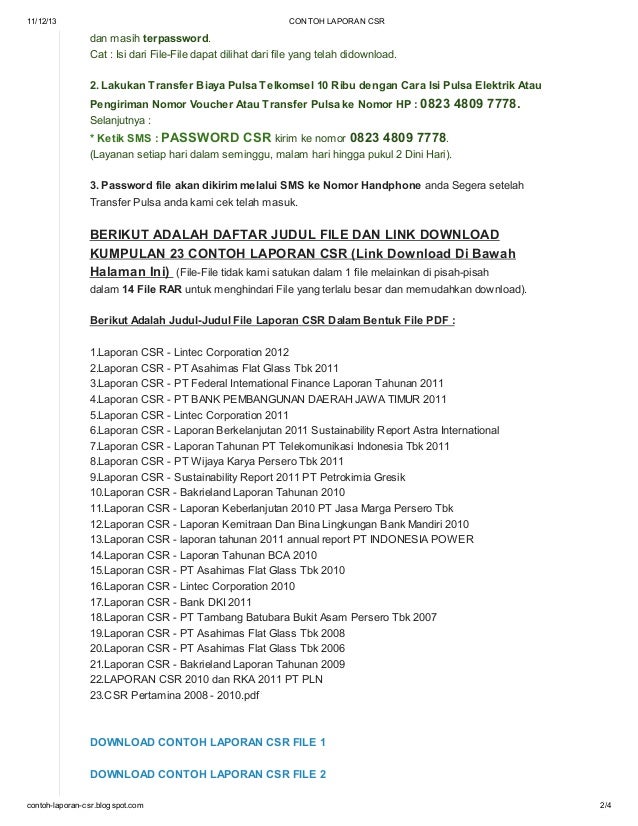 Contoh Laporan Csr Di Blog Http Contoh Laporan Csr Blogspot Com