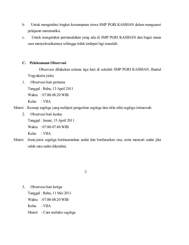 Contoh laporan hasil observasi