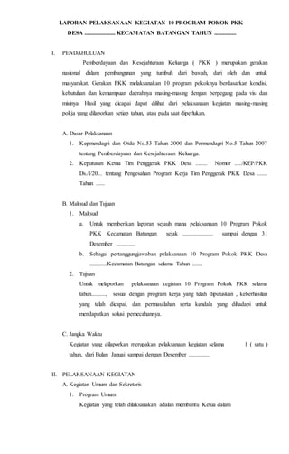 Contoh laporan pelaksanaan kegiatan 10 program pokok pkk
