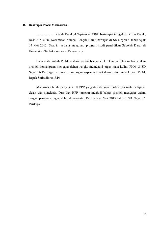 Contoh Laporan PKM UT PGSD Pemantapan Kemampuan Mengajar Contoh Laporan PKM UT PGSD Pemantapan Kemampuan Mengajar