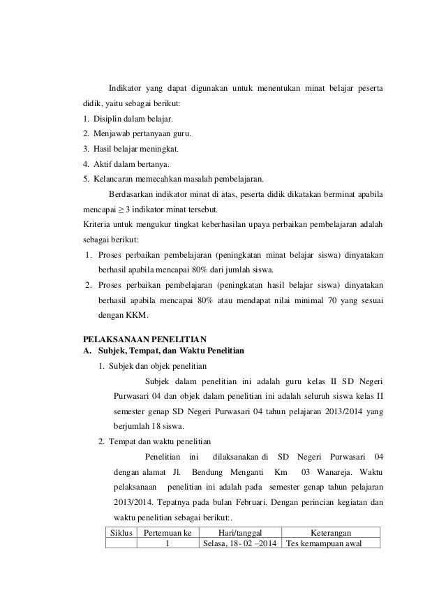 Contoh Laporan PKP UT PGSD Bahasa Indonesia Pembelajaran