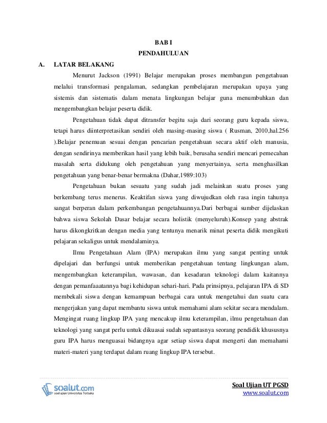 Contoh Laporan PKP UT PGSD IPA Ciri Benda Padat dan Benda